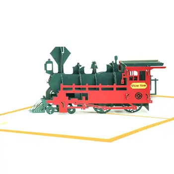 10шт Ручной работы Киригами Оригами ретро мини-поезд 3D всплывающая поздравительная открытка-приглашение на свадьбу, день рождения, подарок для рождественской вечеринки