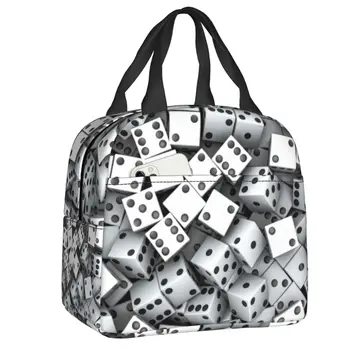 Изолированные сумки для ланча с абстрактным игровым рисунком Lucky Dice, женские сумки для ланча в казино, контейнер для хранения продуктов для пикника на открытом воздухе