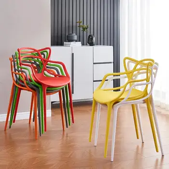 Обеденный стул из 4шт Пластиковый стул бытовой складной обеденный стул в скандинавском стиле косметический стул Современный простой стул со спинкой