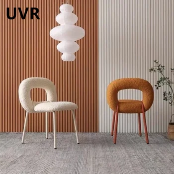 Ресторанный стул UVR, высококачественное модное домашнее дамское кресло для макияжа, пончик из овечьей шерсти, Удобная кухонная спинка, обеденный стул