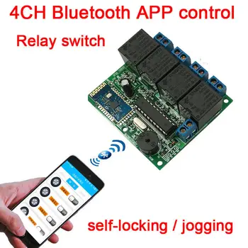 4-Канальный модуль реле Bluetooth постоянного тока 12 В, самоблокирующийся беспроводной пульт дистанционного управления jog, изменяющий имя пароля Bluetooth ДЛЯ приложения Android