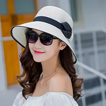 Красивый женский солнцезащитный козырек, складная декоративная женская шляпа от солнца с бантом, женская шляпа от солнца