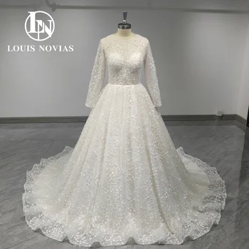 Свадебные платья А-силуэта LOUIS NOVIAS для женщин 2023, роскошное свадебное платье с объемной вышивкой бисером и длинным рукавом Vestidos De Novia