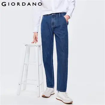 Мужские джинсы GIORDANO Яркая линия, удобные повседневные джинсовые брюки средней посадки, Гладкая молния, качественные выстиранные джинсовые брюки свободного покроя 13112053