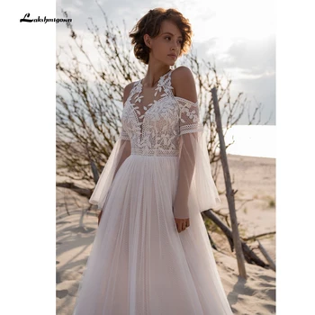Изысканное Французское кружевное Розовое свадебное платье с пышным шлейфом 2022, сексуальное свадебное платье с открытой спиной, vestidos novias boda