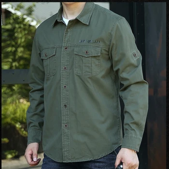 Весенне-осенняя мужская быстросохнущая рубашка с длинным рукавом, повседневная модная однобортная рубашка с воротником-поло, мужской военно-тактический топ