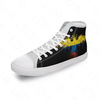 Парусиновая обувь с высоким берцем под флаг Колумбии, Сделай сам, Роскошная Мужская и женская повседневная обувь, Модные кроссовки На плоской подошве, Баскетбольные Zapatillas Mujer