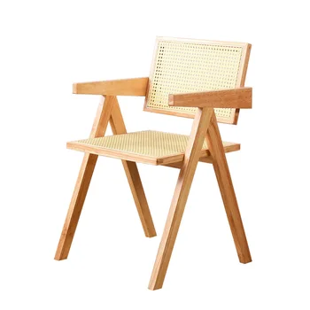 Стулья из ротанга для семейного отдыха в японском стиле, Стулья из ротанга Changdigar, Обеденные стулья из массива дерева со спинкой