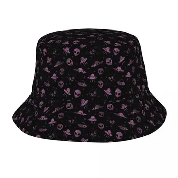 Модные шляпы-ведерки с рисунком инопланетян, космических звезд и НЛО, Мужские и женские Пляжные солнцезащитные Летние рыбацкие кепки