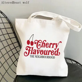 Женская холщовая сумка для покупок The Neighborhood со вкусом вишни, студенческая сумка для книг, сумки для покупок для девочек