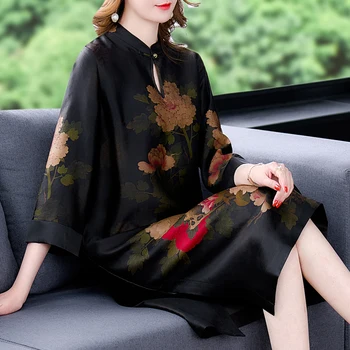 2022 Весенне-осеннее платье Новая Женская одежда Винтажные Свободные рукава Три четверти Mulberry Dress d1886