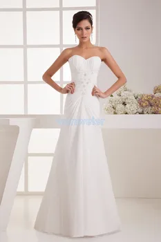 бесплатная доставка 2014 вечерние платья новый дизайн горячая распродажа невесты платье горничной бисероплетение индивидуальный размер/цвет белое шифоновое Платье Подружки невесты