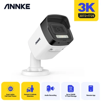 ANNKE 3K ИК Сетевая Камера Встроенный микрофон Внутренние Наружные Камеры Безопасности H.265 + 5MP Поддержка PoE DC12V IP-Камера 1ШТ