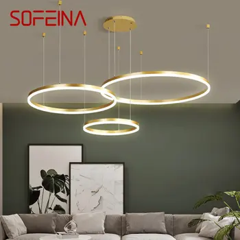 Подвесной светильник SOFEINA Nordic, Люстры, 3 кольца, Креативный светодиодный Золотой декор для дома, гостиной, спальни, Винтажный стиль