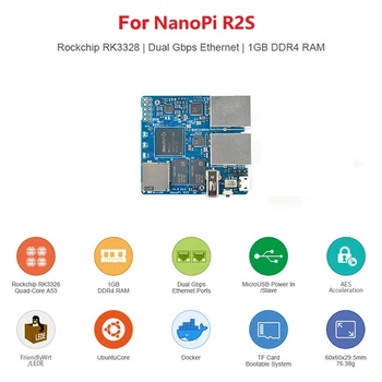 Для Nanopi R2S Для МИНИ-маршрутизатора Одноплатный Rockchip RK3328 С Двумя Гигабитными Портами Ethernet Openwrt/LEDE Development Board