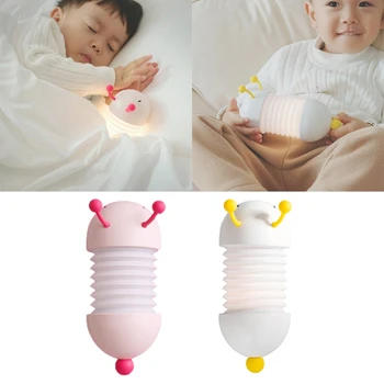 Светодиодные ночники, Магнитная гусеница, Складная детская лампа, Портативная USB-перезаряжаемая спальня, мультяшное праздничное освещение