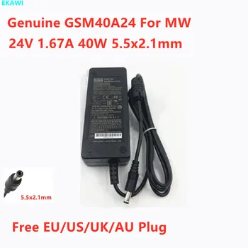 Подлинный Адаптер Переменного Тока GSM40A24 24V 1.67A 40W 5.5x2.1mm GSM40A24-P1J Для Зарядного Устройства MW mean well Power Supply