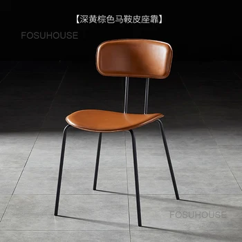 Кухонная мебель, Скандинавский Современный Обеденный стул, Простой Кожаный стул С железной спинкой, стул промышленного дизайнера для деловых переговоров