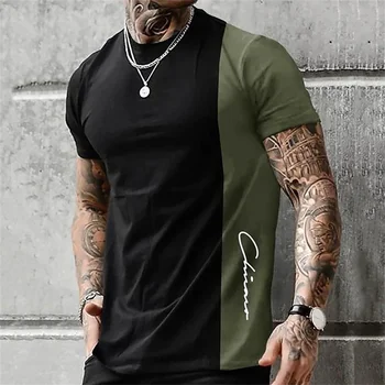 Мужская уличная футболка с летней 3D полосатой печатью, повседневные топы с коротким рукавом, модная повседневная хлопковая футболка большого размера, мужская одежда