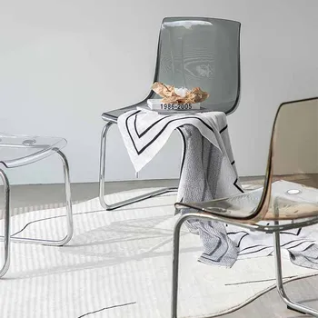 Пластиковые Минималистичные Обеденные стулья для скандинавской гостиной Прозрачное Дизайнерское кресло Эргономичная Акриловая мебель для дома Silla Comedor