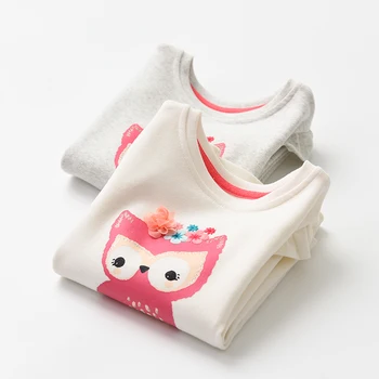 Новая толстая футболка для девочек, хлопковые топы с длинными рукавами, милая футболка с мультяшными оборками для девочек, футболка BC759
