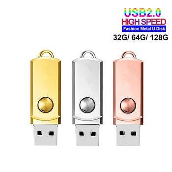 Мини-металлический USB-накопитель 128 ГБ, флешка 32 ГБ, 64 ГБ, Персонализированный флеш-накопитель, карта памяти, U-диск, подарок, Бесплатный Пользовательский логотип