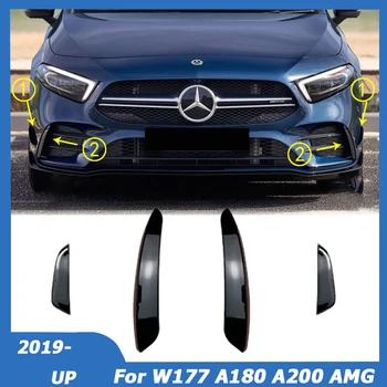 Для Mercedes Benz W177 A180 A200 A220 A35 AMG 2019-UP Сплиттер Переднего Бампера Нижняя Боковая Вентиляционная Накладка Наклейка Автомобильные Аксессуары