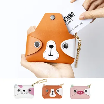 Складная маленькая сумка с головой животного, Милая кожаная сумка для кошек и собак с креативным соединением