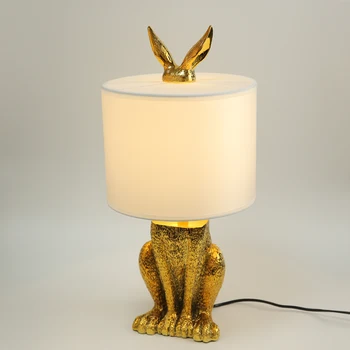 Современные настольные лампы в виде кролика в маске из смолы, Ретро-промышленный декор, настольные лампы, светильник для спальни, прикроватные тумбочки, Домашние светильники