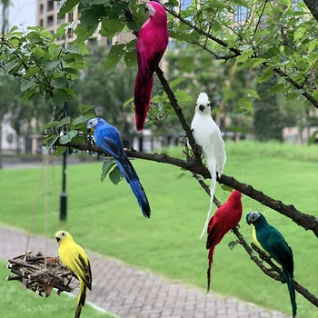 Искусственные попугаи из пенопластовых перьев, имитация миниатюр птиц, модель домашнего декора, украшение для сада, украшение для свадебной вечеринки