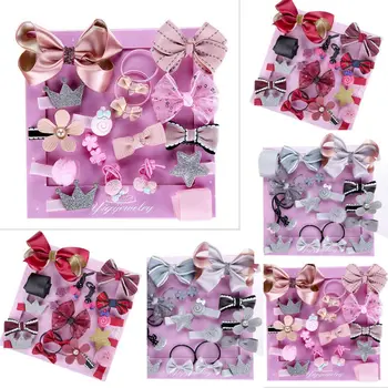 Новинка 2019 года, 18 штук, набор заколок для волос с цветочными мотивами для новорожденных девочек и бантом