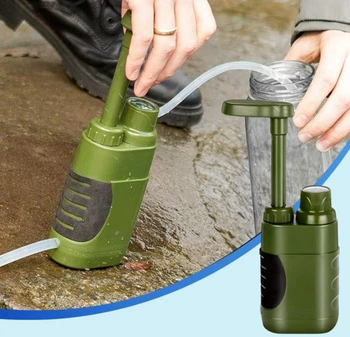Очиститель воды для кемпинга на открытом воздухе, инструмент для выживания с напорным насосом, портативный индивидуальный очиститель воды, питьевая вода для кемпинга