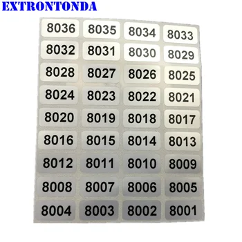 1000шт этикеток с последовательными номерами От 8001 до 9000 инвентарных наклеек водонепроницаемого небольшого размера 20x10 мм