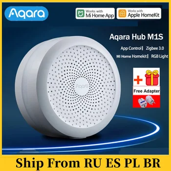 Оригинальный Шлюз-Концентратор Aqara M1S со Светодиодной Подсветкой RGB Night Light Zigbee 3.0 Siri Voice APP Remote Control Home Work Mijia APP HomeKit