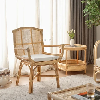 Современный обеденный стул из ротанга для домашней мебели, стулья для столовой, Креативные бытовые Винтажные стулья для отдыха на балконе
