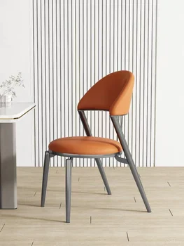 Горячая распродажа, новый обеденный стул скандинавского дизайна, домашний удобный обеденный стол высокого класса, современный простой стул из чистой красной кожи, художественная нержавеющая