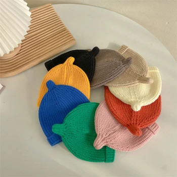 Детские вязаные шапки, детские шапочки ярких цветов, осенне-зимняя детская шапочка для маленьких мальчиков и девочек, шерстяные шапочки, капот, детские аксессуары