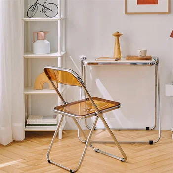Скандинавские акриловые обеденные стулья для кухни с откидной спинкой Домашний обеденный стул Прозрачный Простой Ins Креативная кухонная мебель