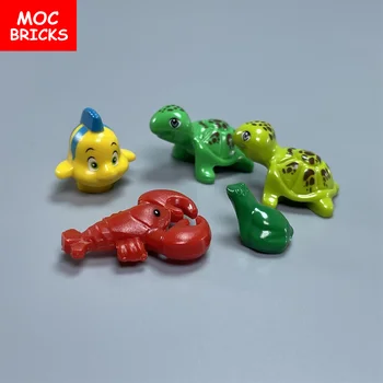 MOC Bricks Лягушка, омар, черепаха, рыба-клоун, русалочка для строительных блоков, совместимые детали, собирает детские игрушки из частиц.