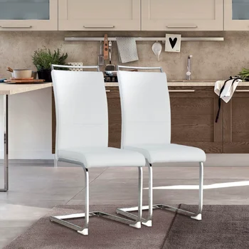 Современные обеденные стулья\  Дизайн спинки бокового кресла с высокой спинкой из искусственной кожи с поперечной полосой для