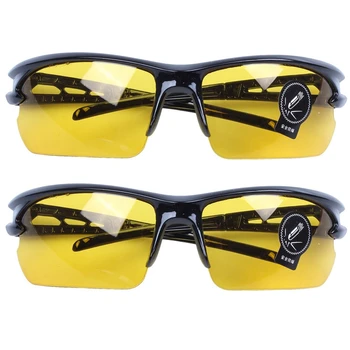 2X Солнцезащитные очки ночного видения в черной оправе желтого цвета для велоспорта на открытом воздухе