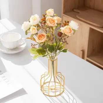 Красивый искусственный цветок розы на ножке, многоразовое украшение рабочего стола из искусственных роз, искусственный букет цветов