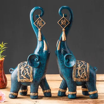 Аксессуары для украшения дома, артефакт из смолы, скульптура синего слона, украшения из смолы, настольное животное для гостиной, креативный декор