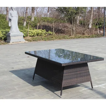 Уличная мебель для патио Прямоугольный обеденный стол с прозрачным закаленным стеклом