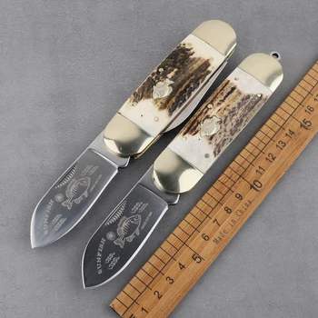 Sunfish 4116 стальное лезвие, рога, латунная ручка, открытый тактический охотничий нож для выживания, самообороны, многофункциональный складной нож для фруктов