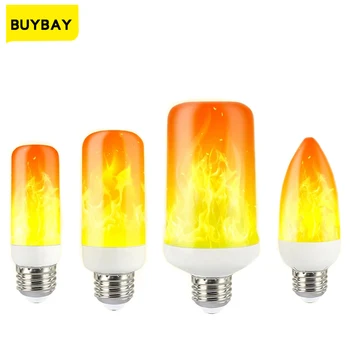 Полная модель 5 Вт 7 Вт 9 Вт E27 E26 E14 E12 Лампа с Пламенем LED Эффект Пламени Лампочки с Эмуляцией Мерцания Декор Светодиодная Лампа