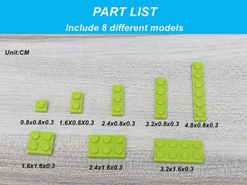 100 шт./лот Объемный Набор Строительных Блоков Микс из 8 Моделей DIY Развивающие Игрушки Для Детей Тарелка 1 x 1 1 x 2 2 x 4 1 x 6 1 x 4 2 x 2