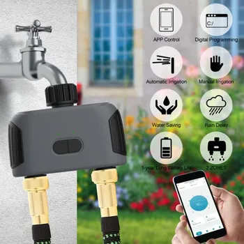 1 комплект Bluetooth, совместимый с Wi-Fi, двусторонний интеллектуальный таймер подачи воды, контроллер автоматического полива сада