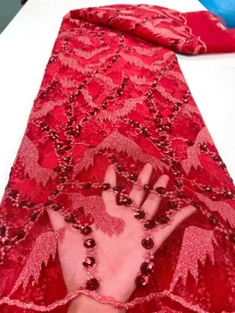 Африканская кружевная ткань с пайетками 2023, Высококачественное кружево, Французский тюль с Нигерийской вышивкой, кружевные ткани, Женская свадебная вечеринка JY60