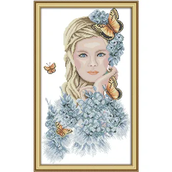 Набор для вышивания крестиком Madame Butterfly aida 14ct 11ct количество напечатанных стежков на холсте, вышивка, рукоделие ручной работы своими руками